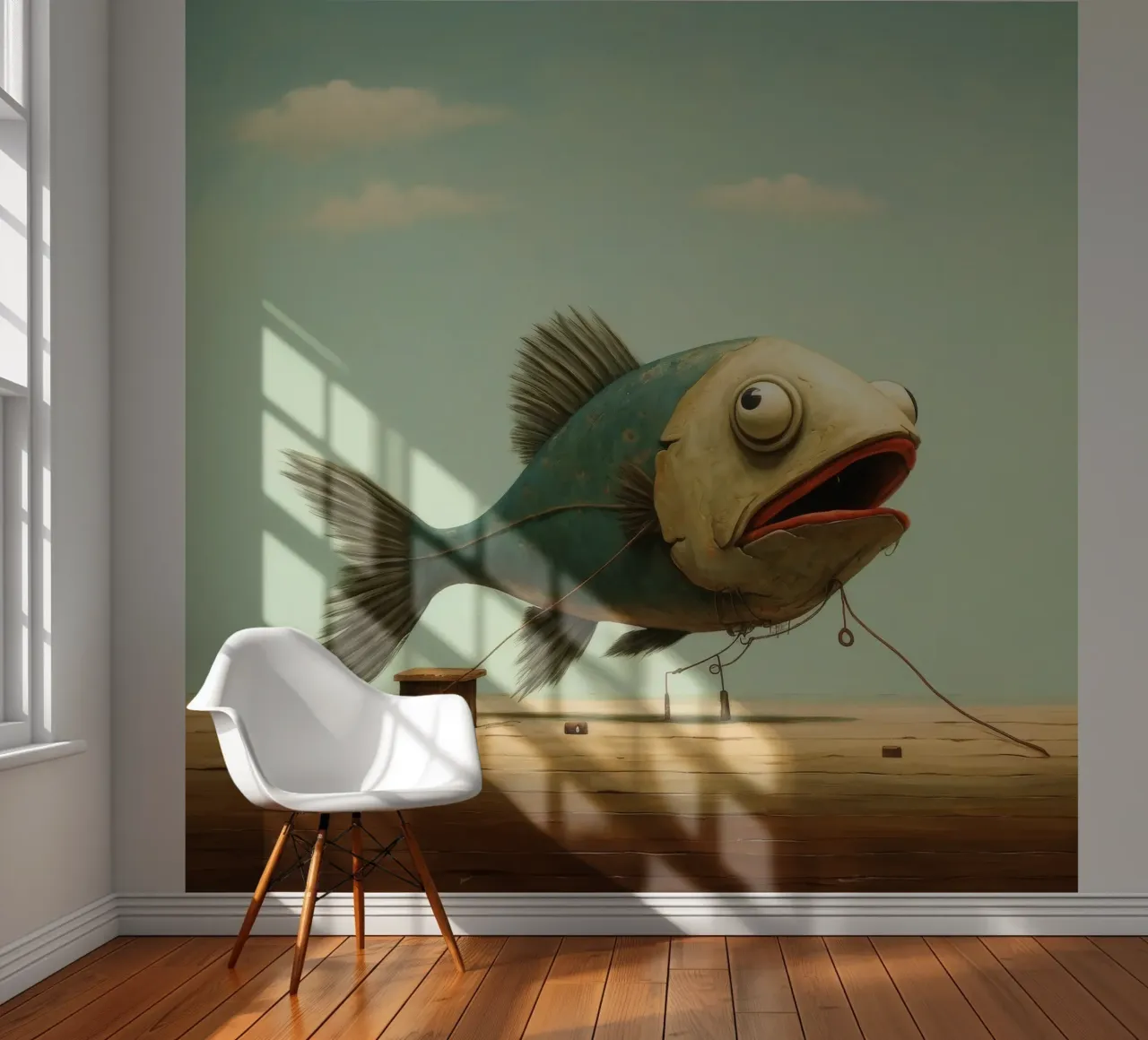 Minimum Haddock fotobehang van Minimal Animal Art