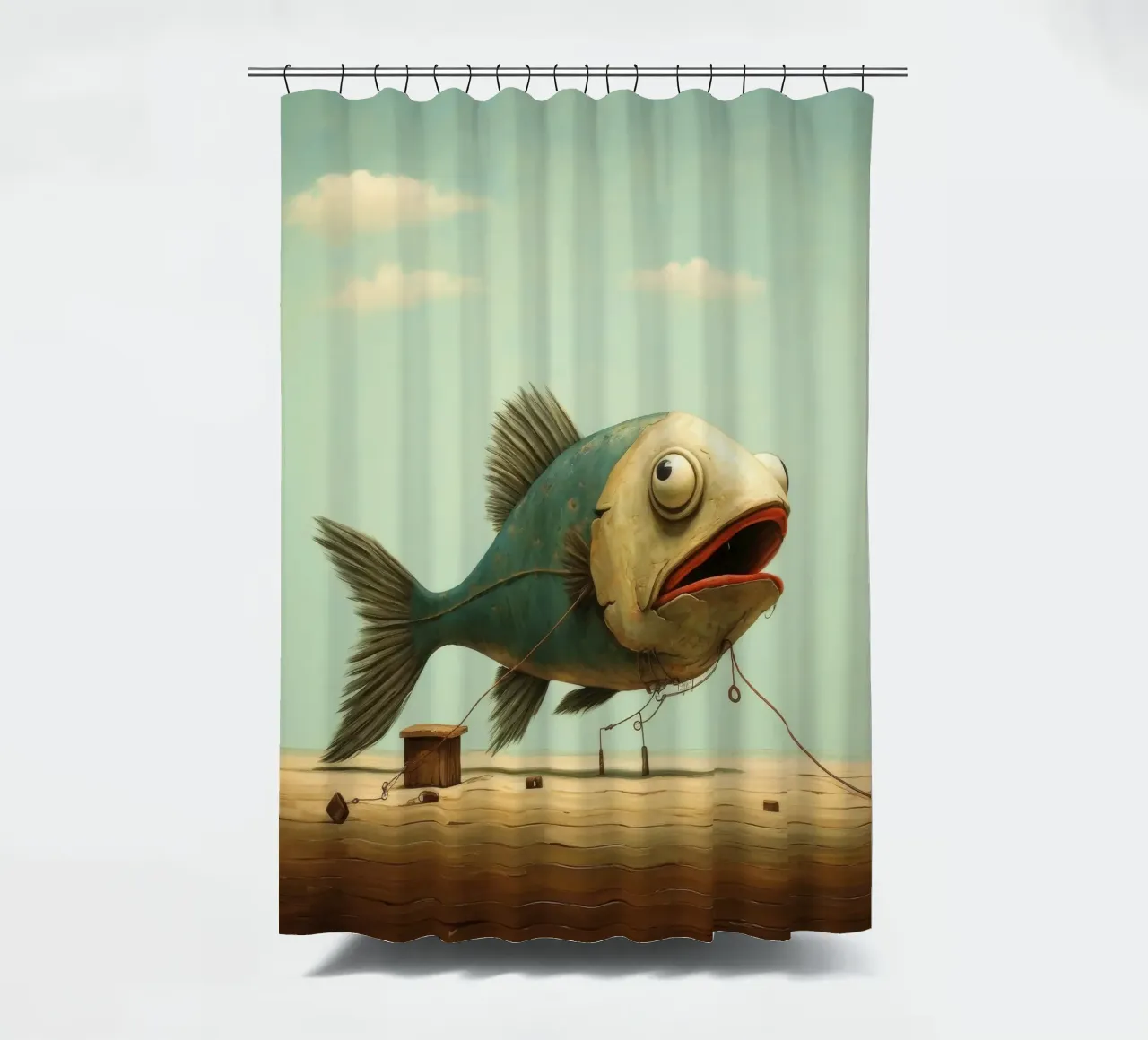 Minimal Schellfisch 2 Duschvorhang von Minimal Animal Art