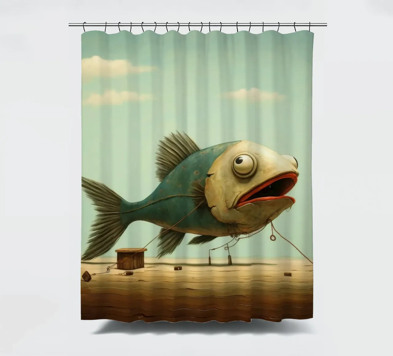 Minimum Haddock Duschvorhang von Minimal Animal Art