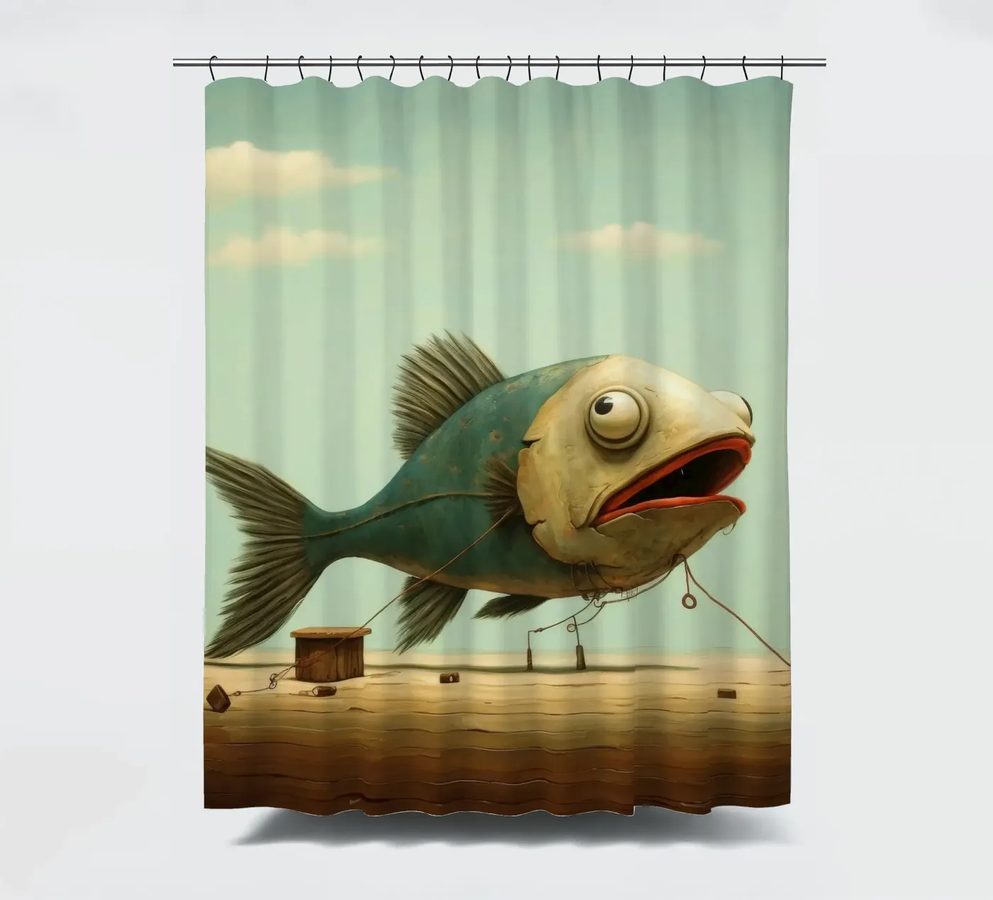 Minimum Haddock Duschvorhang von Minimal Animal Art