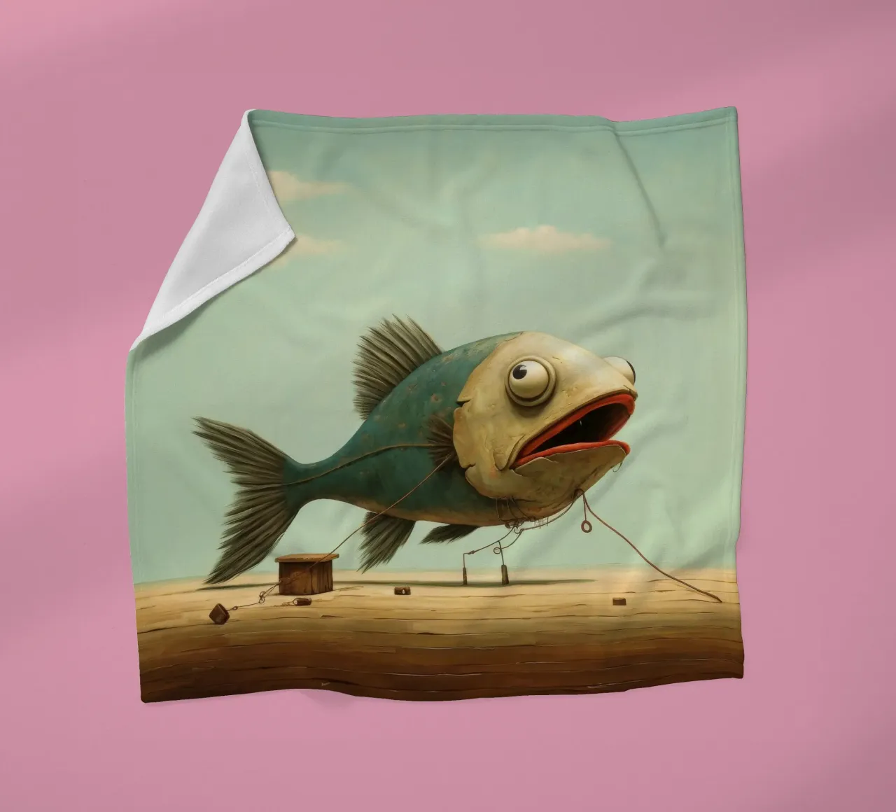 Minimal Schellfisch 2 Fleecedecke von Minimal Animal Art