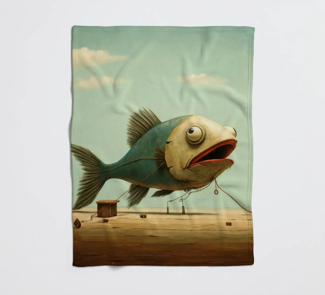 Minimal Schellfisch 2 Fleecedecke von Minimal Animal Art