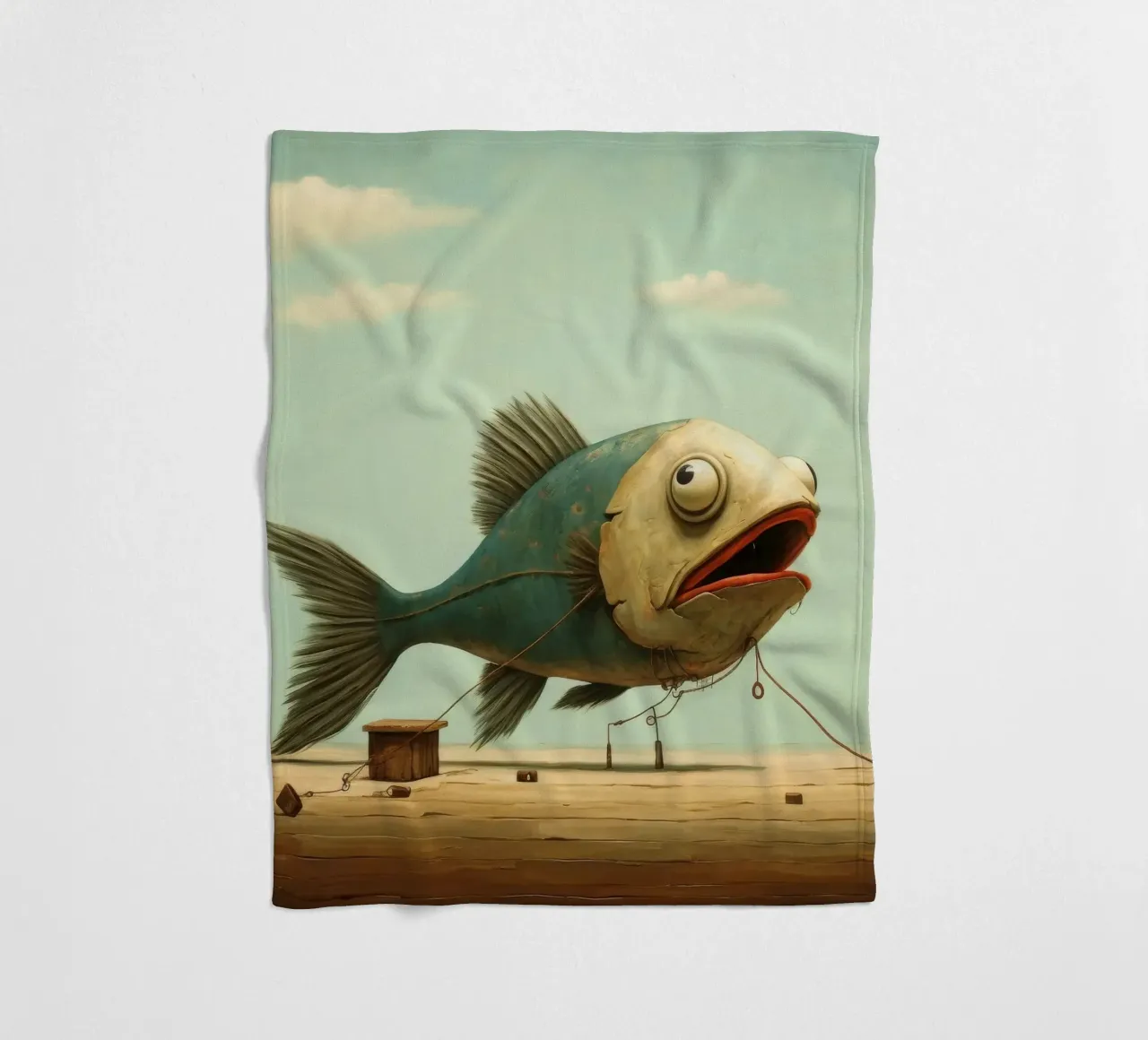 Minimal Schellfisch 2 Fleecedecke von Minimal Animal Art