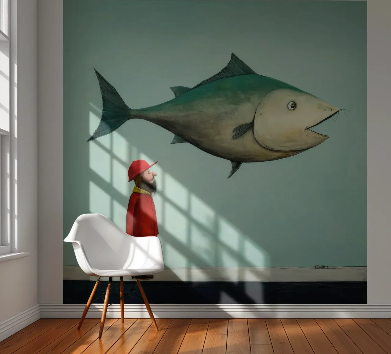 Minimum Haddock fotobehang van Minimal Animal Art
