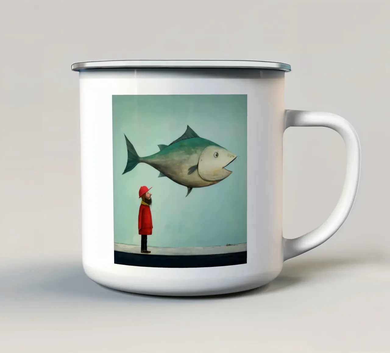 Eglefino minimo 3 tazza in smalto da Minimal Animal Art