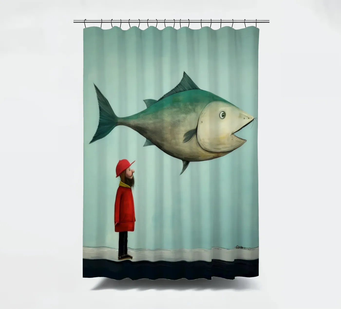 Minimum Haddock douchegordijn van Minimal Animal Art