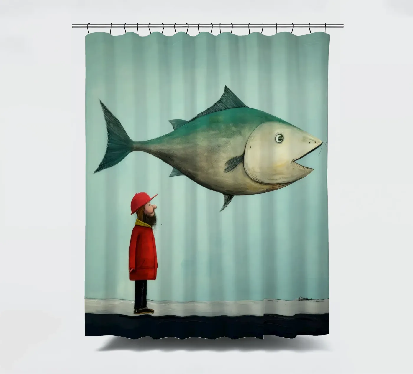 Minimum Haddock douchegordijn van Minimal Animal Art