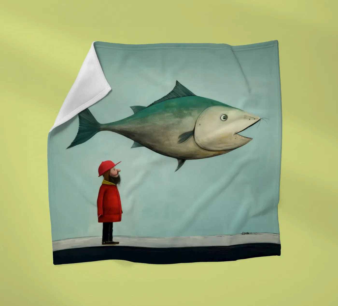 Minimum Haddock Fleecedecke von Minimal Animal Art