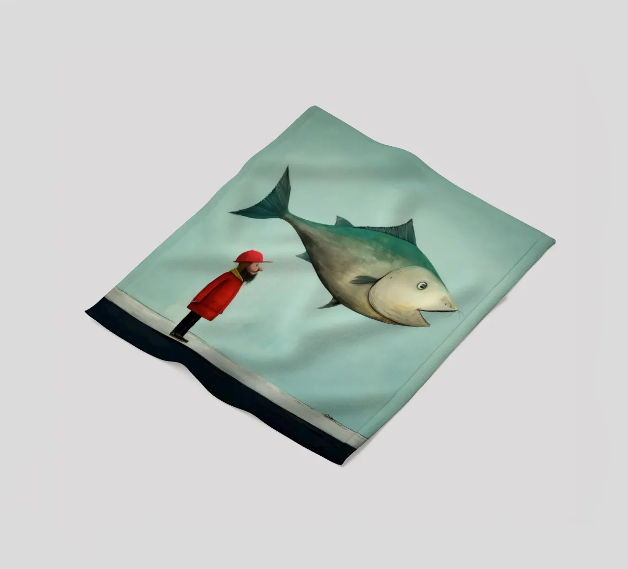 Minimum Haddock fleece blanket by Minimal Animal Art