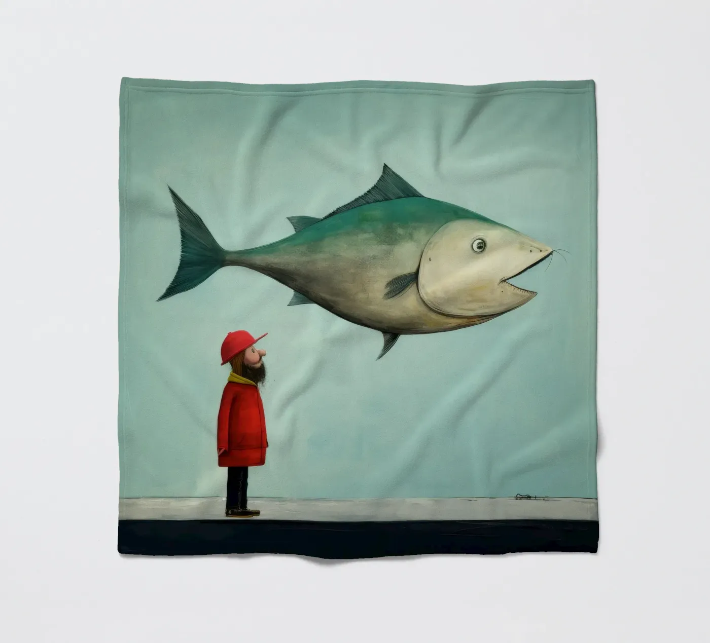 Minimum Haddock Fleecedecke von Minimal Animal Art