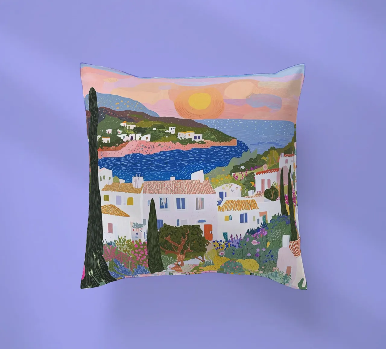 Abstract Colourful Wall Art, Coastal Print, Modern Art Decor decorative cushion by Boheme