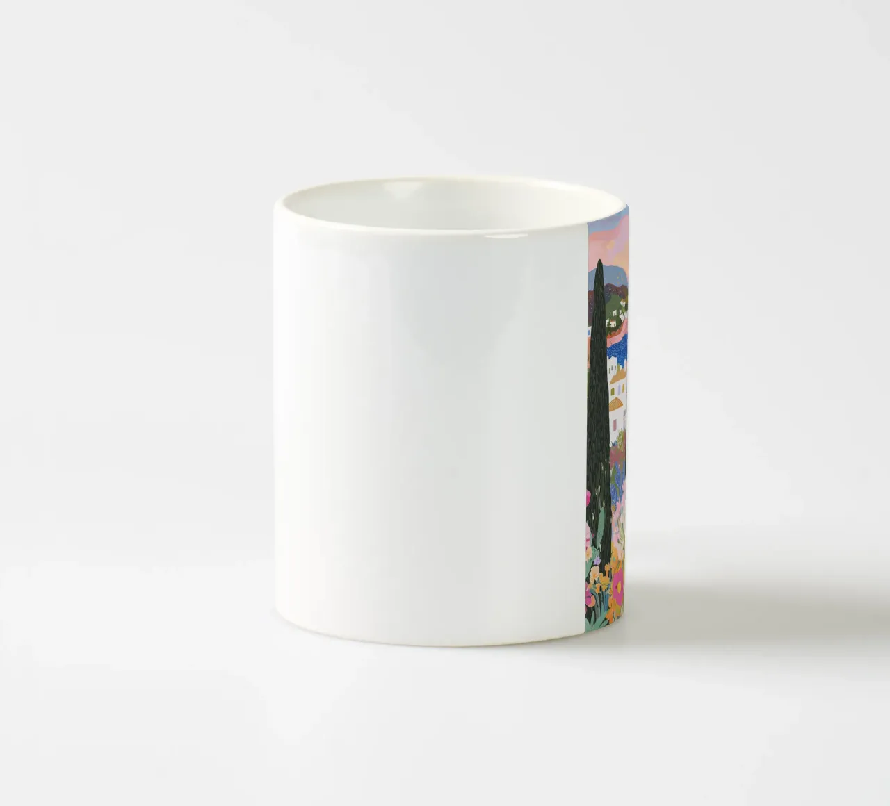 Abstracte kleurrijke muurkunst, kustprint, moderne kunstdecoratie keramische mok van Boheme