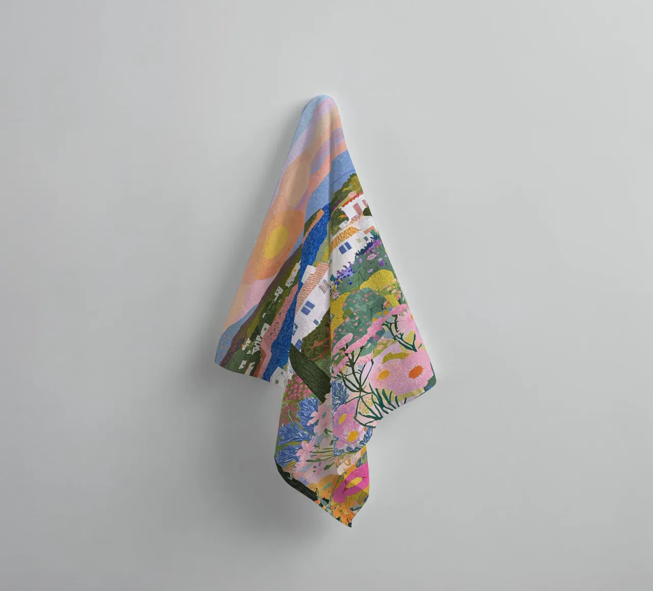 Abstracte kleurrijke muurkunst, kustprint, moderne kunstdecoratie badhanddoek van Boheme