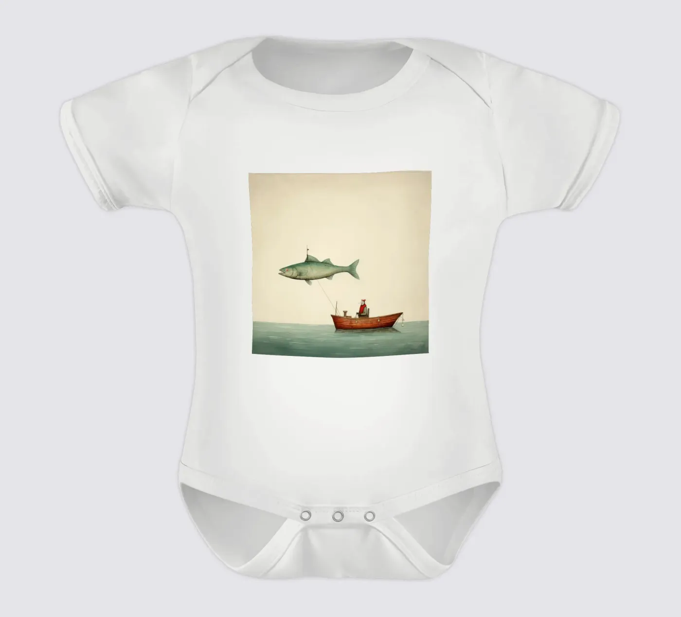 Minimum Haddock short-sleeve baby romper by Minimal Animal Art