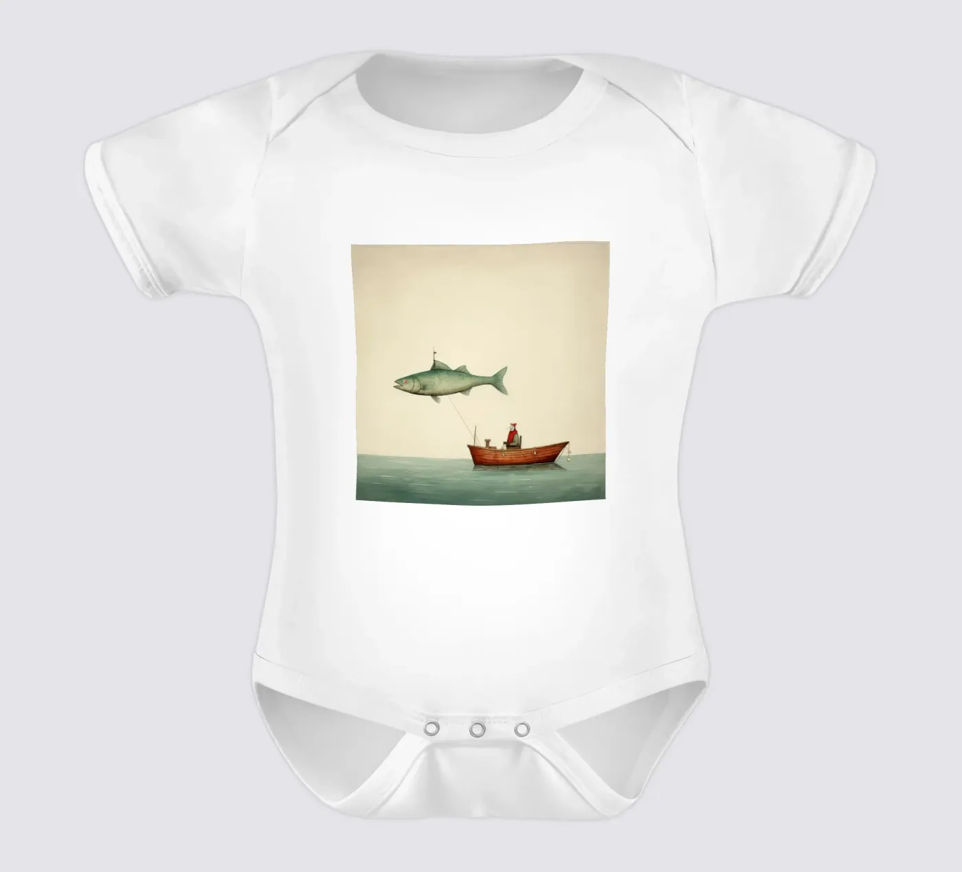 Minimum Haddock short-sleeve baby romper by Minimal Animal Art
