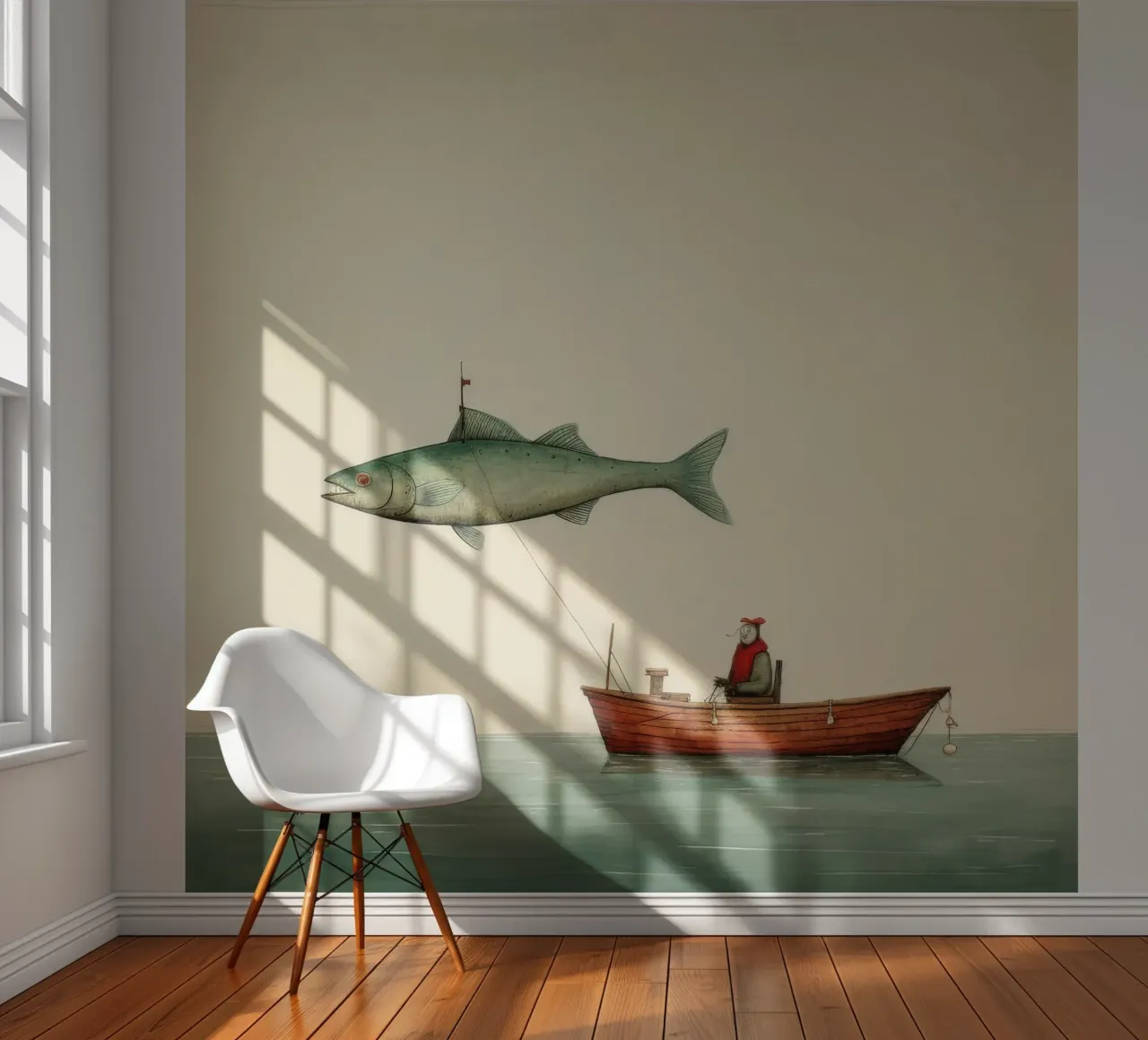 Minimum Haddock fotobehang van Minimal Animal Art