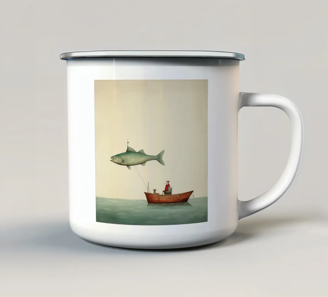 Eglefino minimo 4 tazza in smalto da Minimal Animal Art