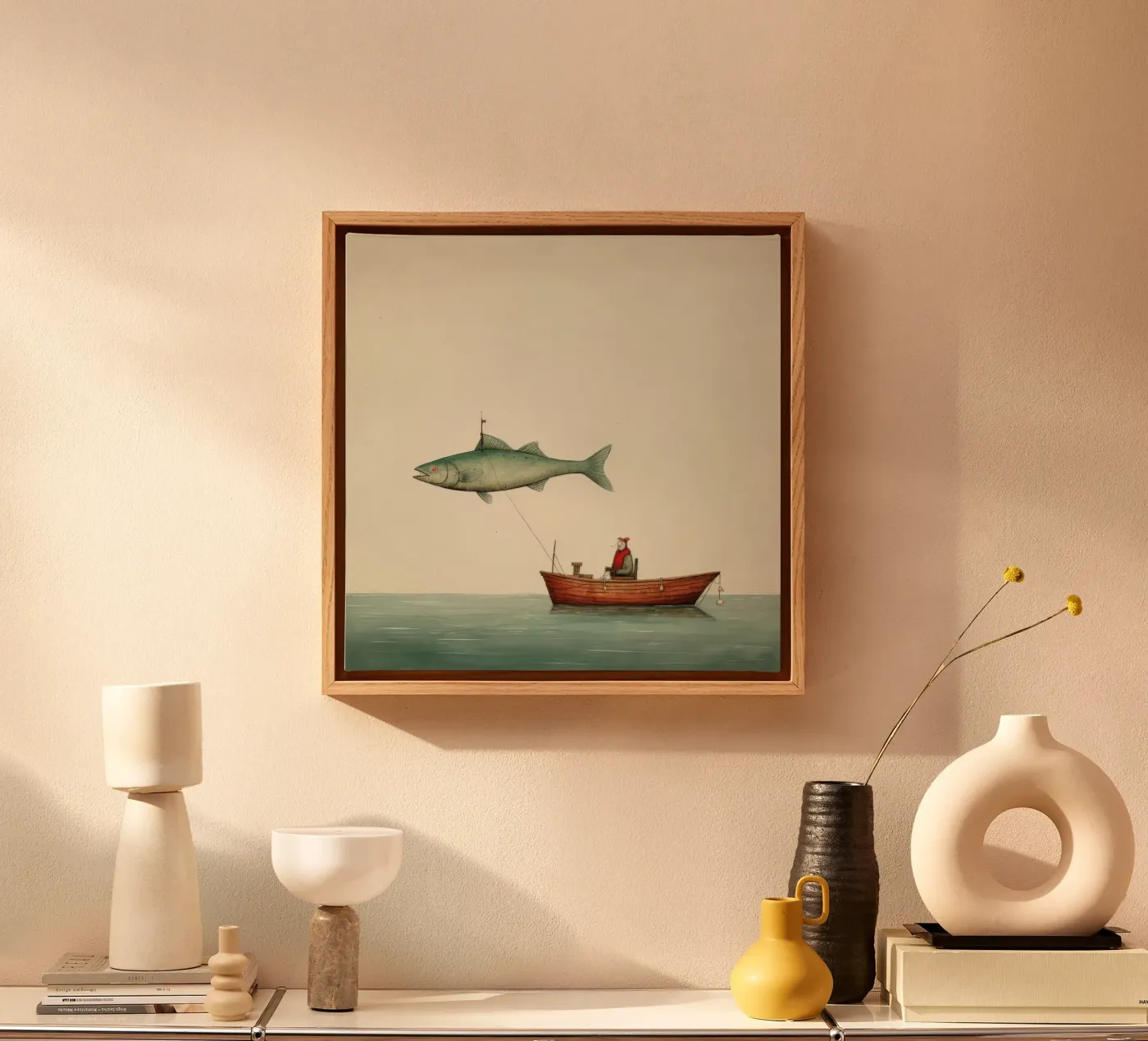 Minimaal Haddock canvas van Minimal Animal Art