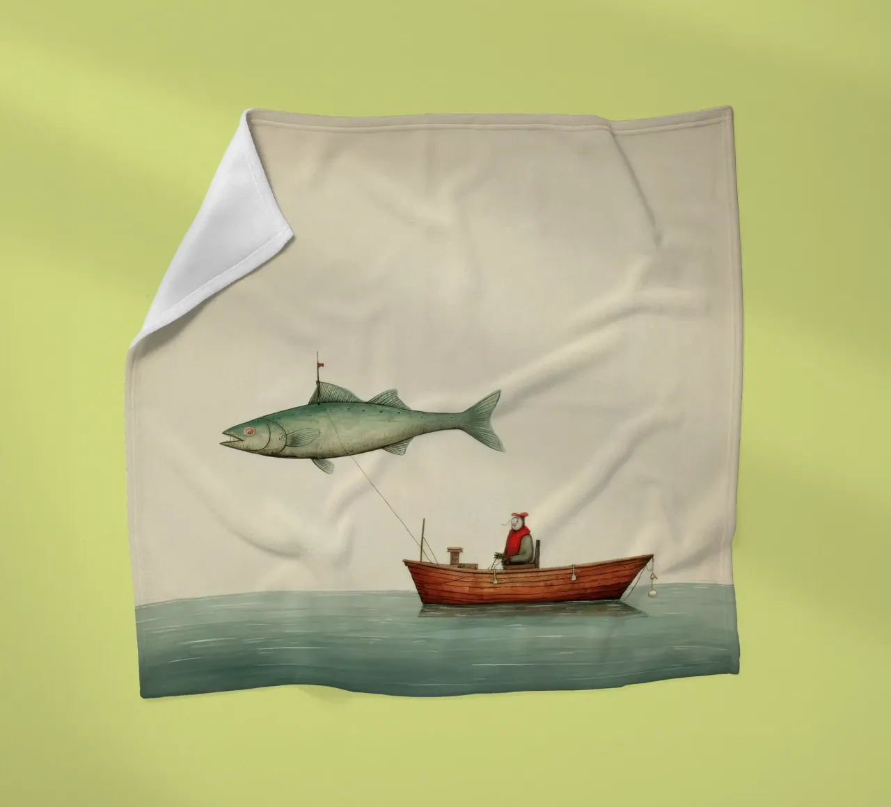 Minimaal Haddock fleecedeken van Minimal Animal Art