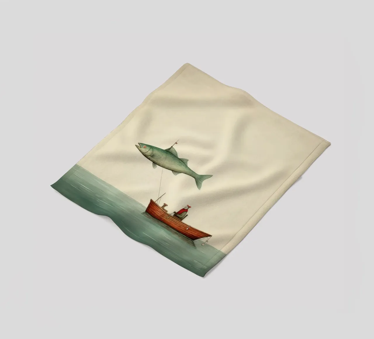 Minimaal Haddock fleecedeken van Minimal Animal Art