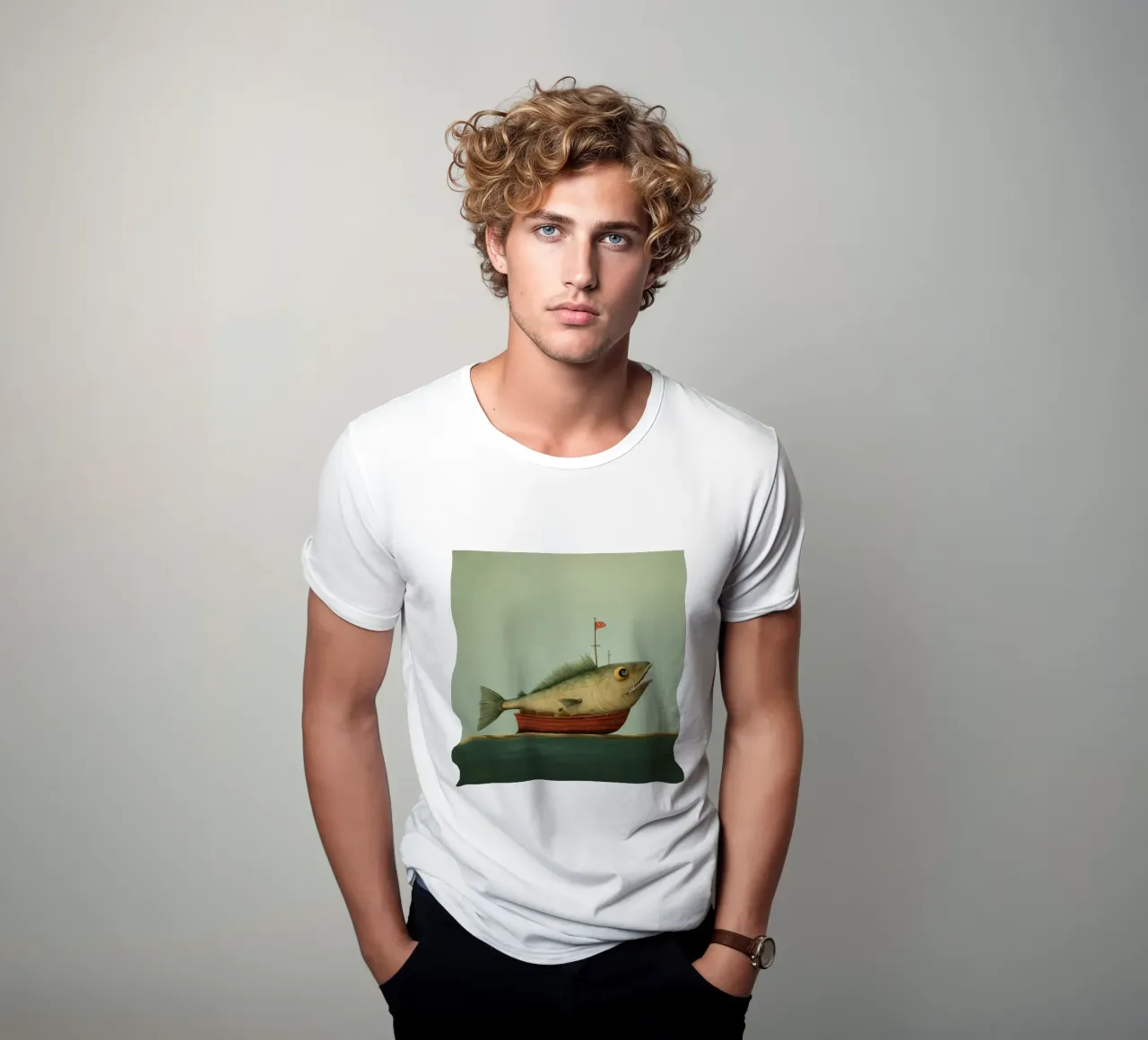 Minimal Haddock 1 t-shirt by Minimal Animal Art