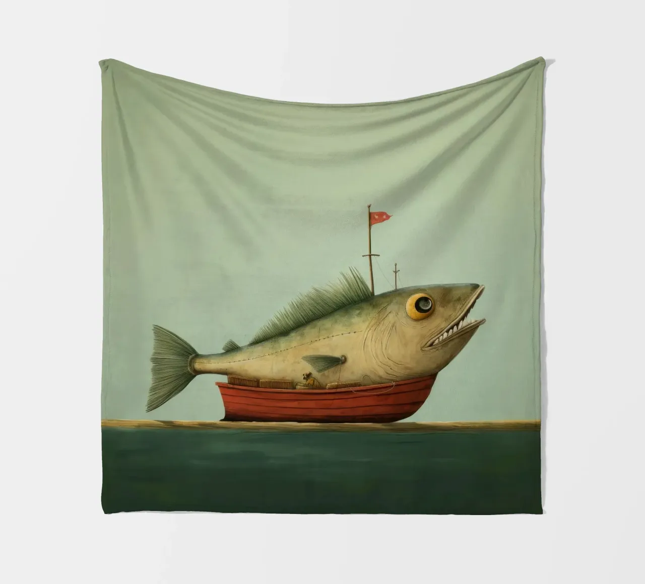 Minimum Haddock Fleecedecke von Minimal Animal Art