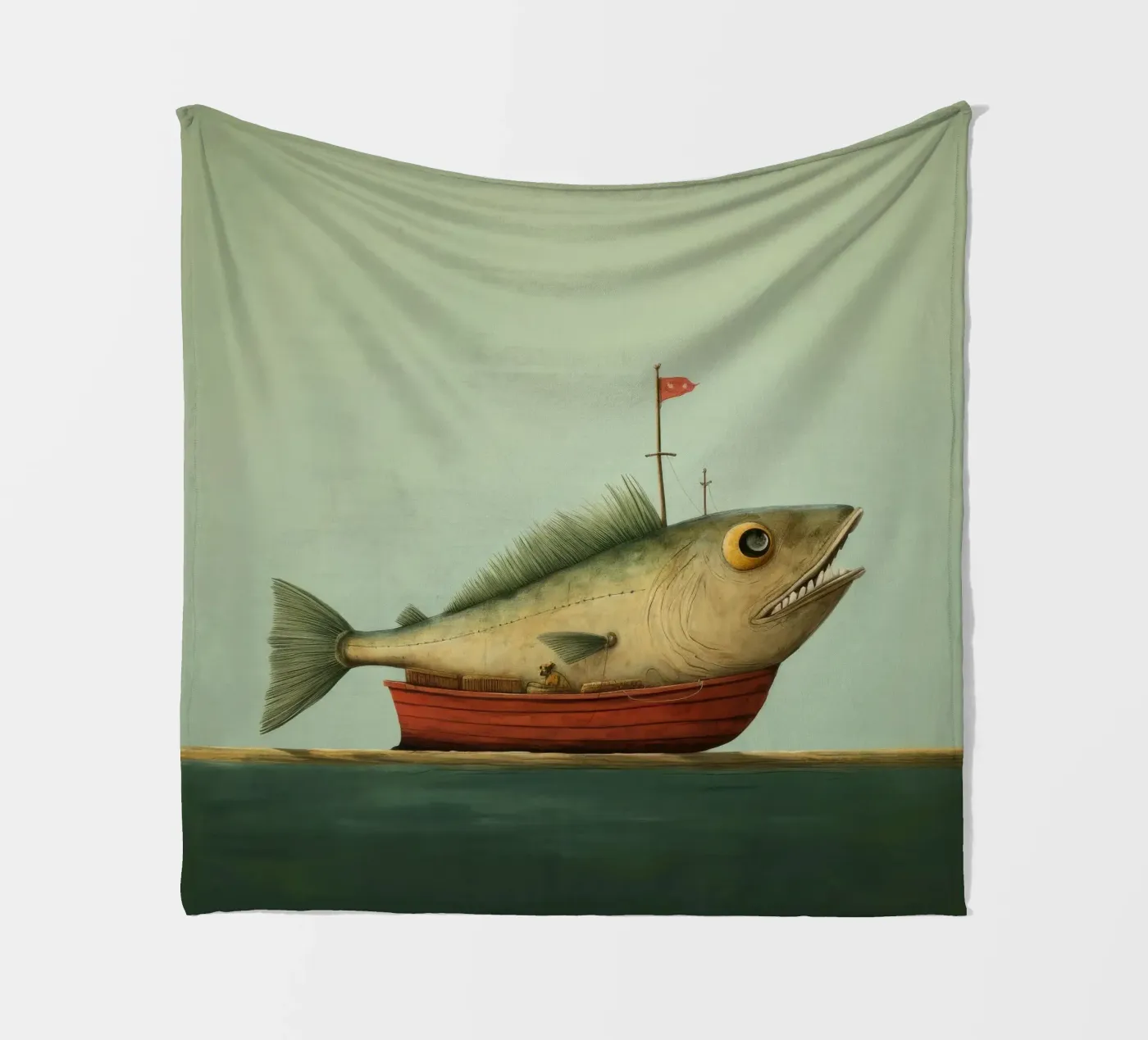 Minimal Haddock Fleecedecke von Minimal Animal Art