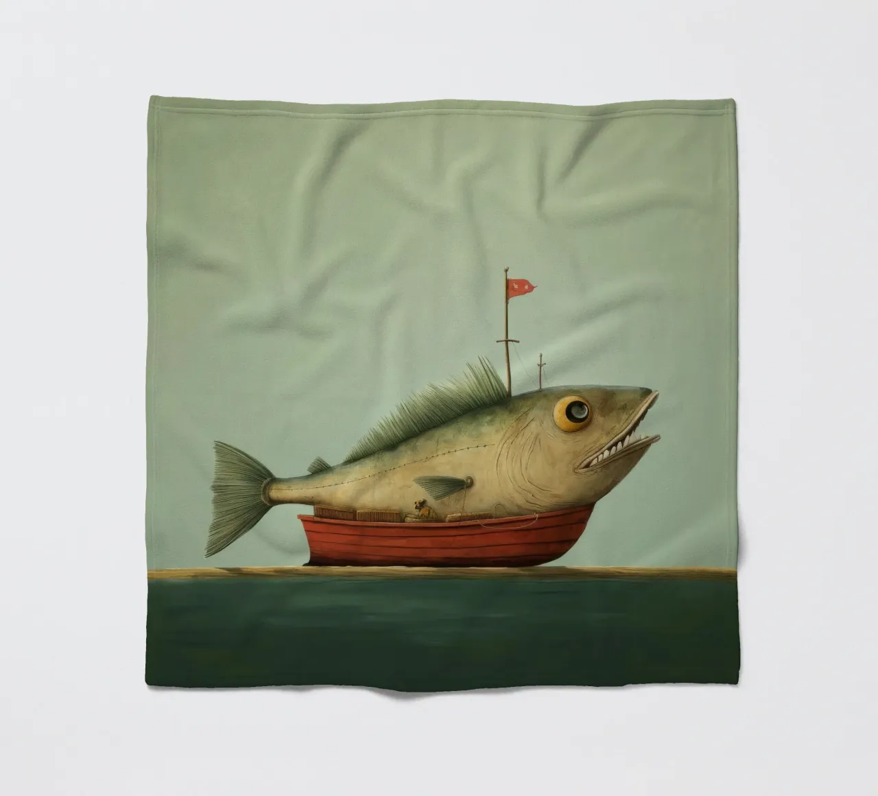 Minimal Schellfisch 1 Fleecedecke von Minimal Animal Art