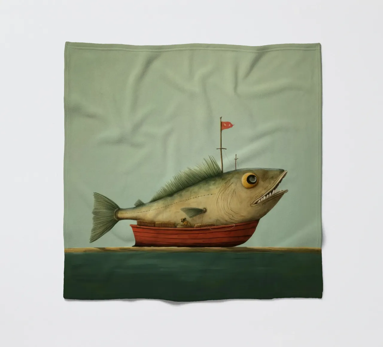 Minimum Haddock Fleecedecke von Minimal Animal Art