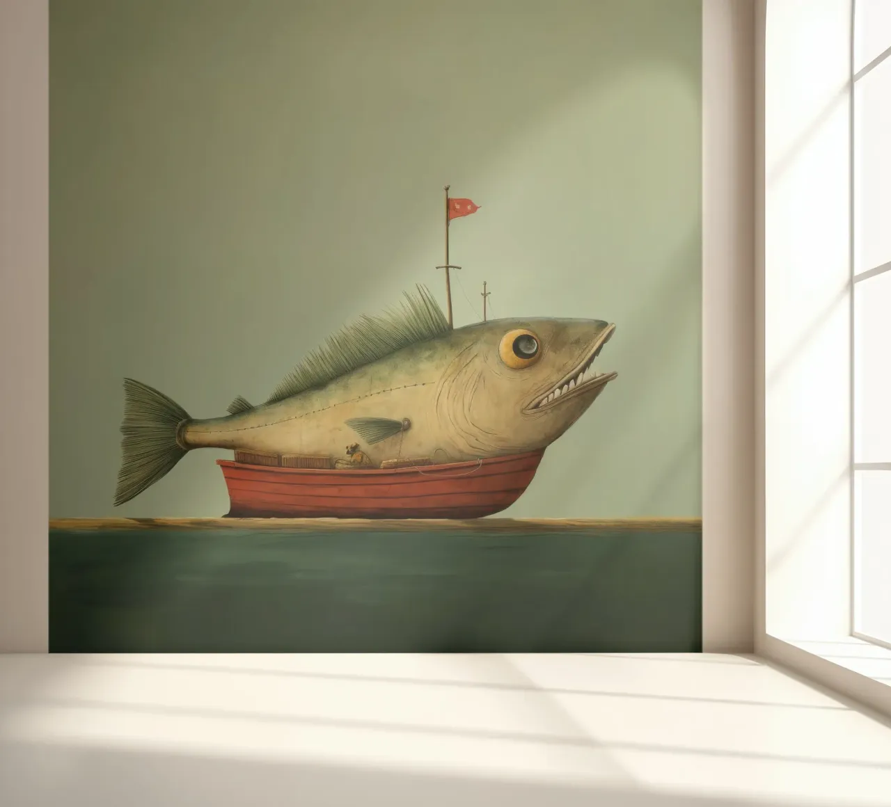 Minimum Haddock fotobehang van Minimal Animal Art