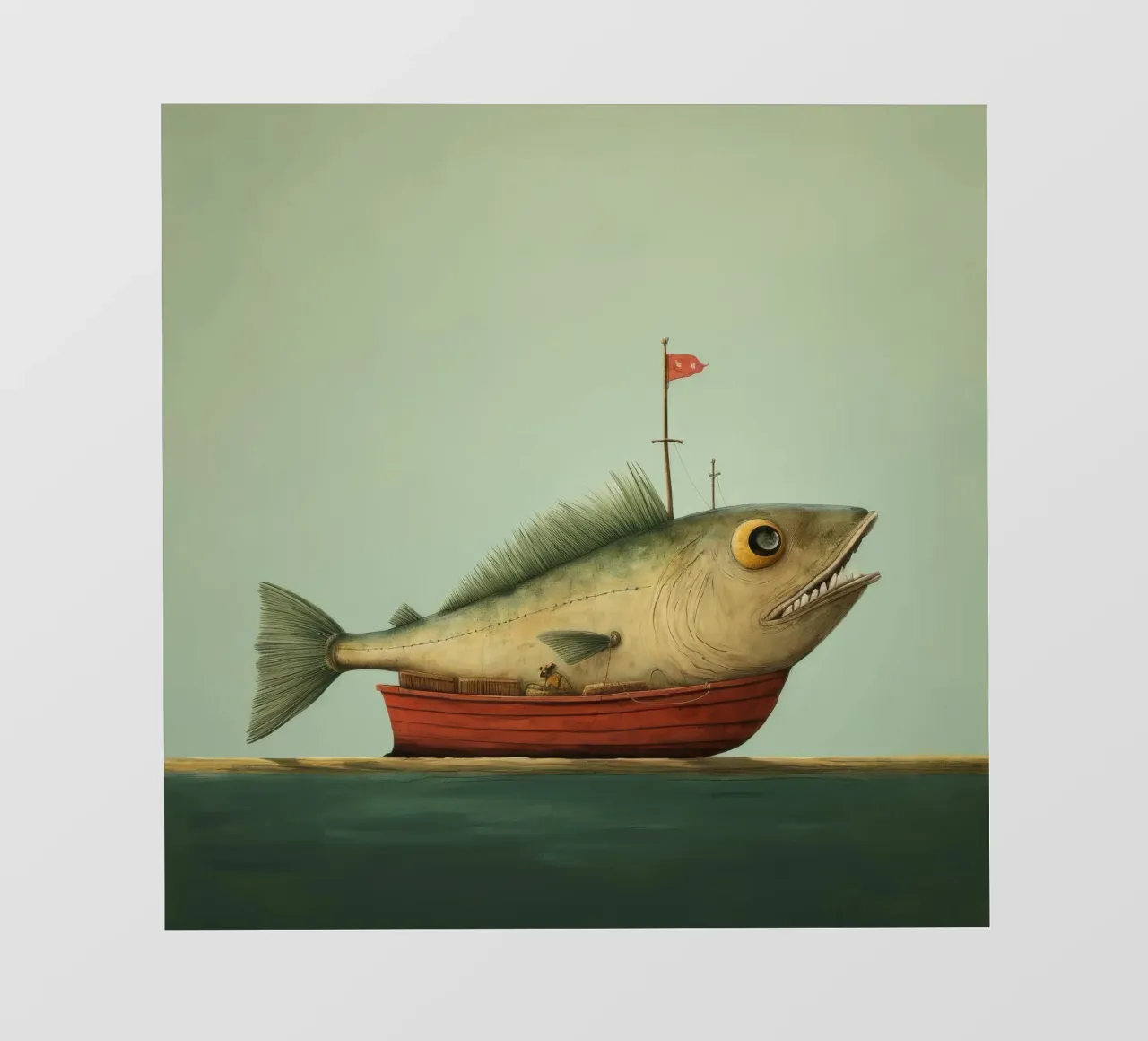 Minimum Haddock fotobehang van Minimal Animal Art