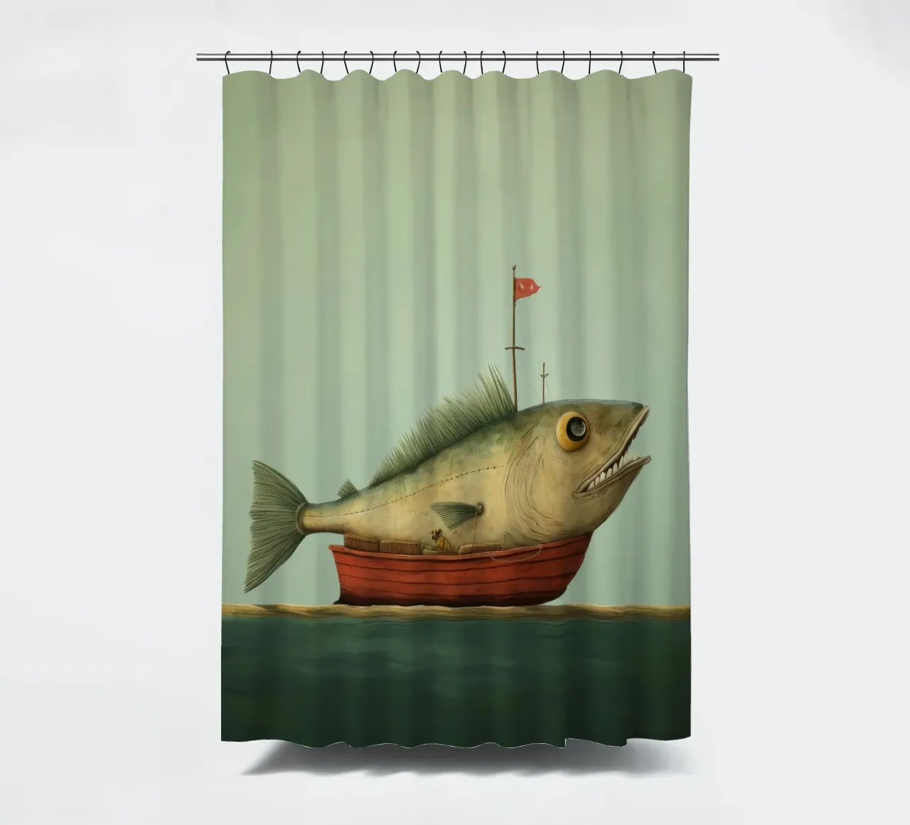 Minimal Schellfisch 1 Duschvorhang von Minimal Animal Art