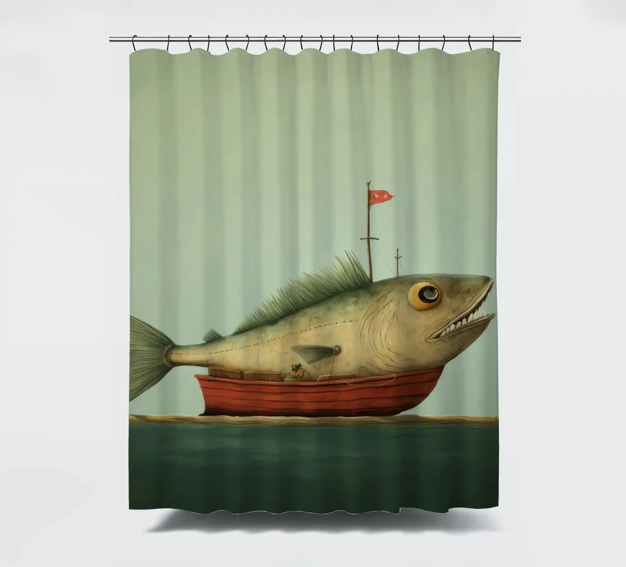 Minimal Schellfisch 1 Duschvorhang von Minimal Animal Art