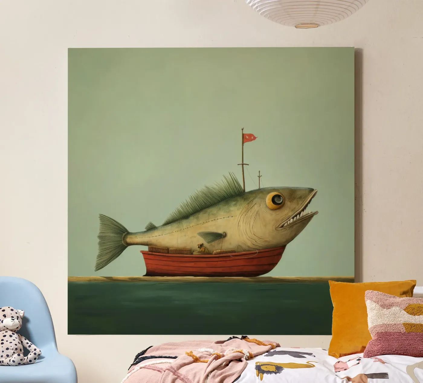 Minimum Haddock canvas by Minimal Animal Art