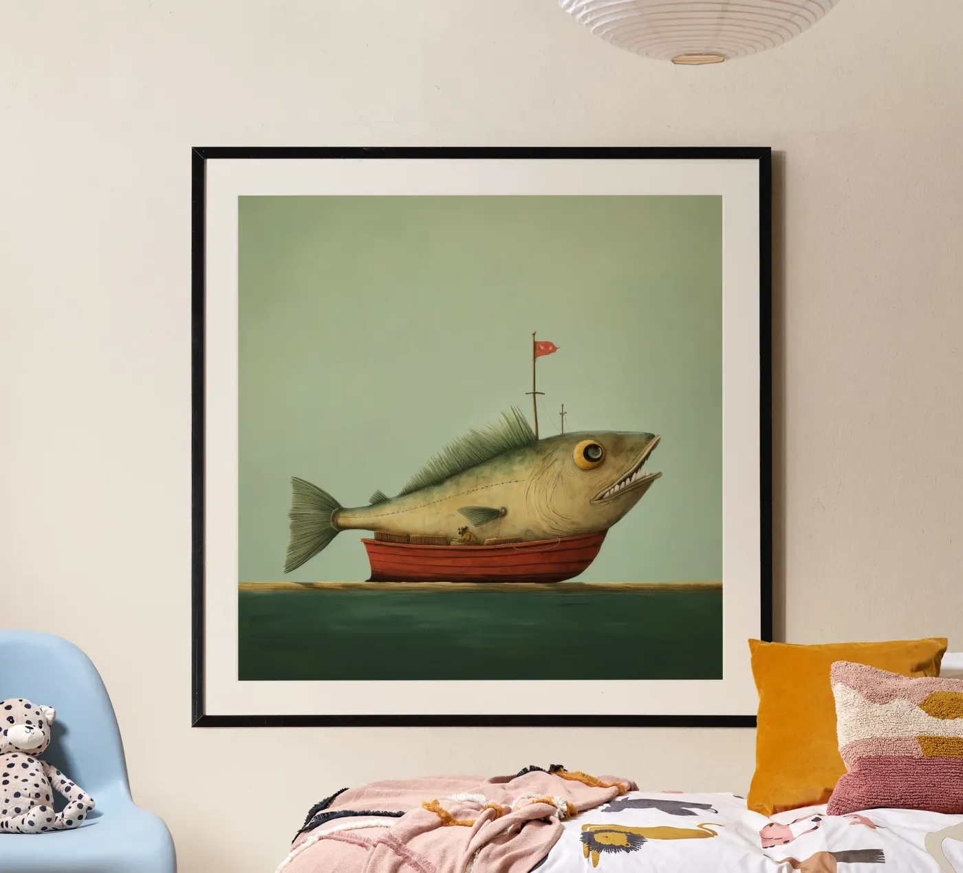 Minimum Haddock poster van Minimal Animal Art
