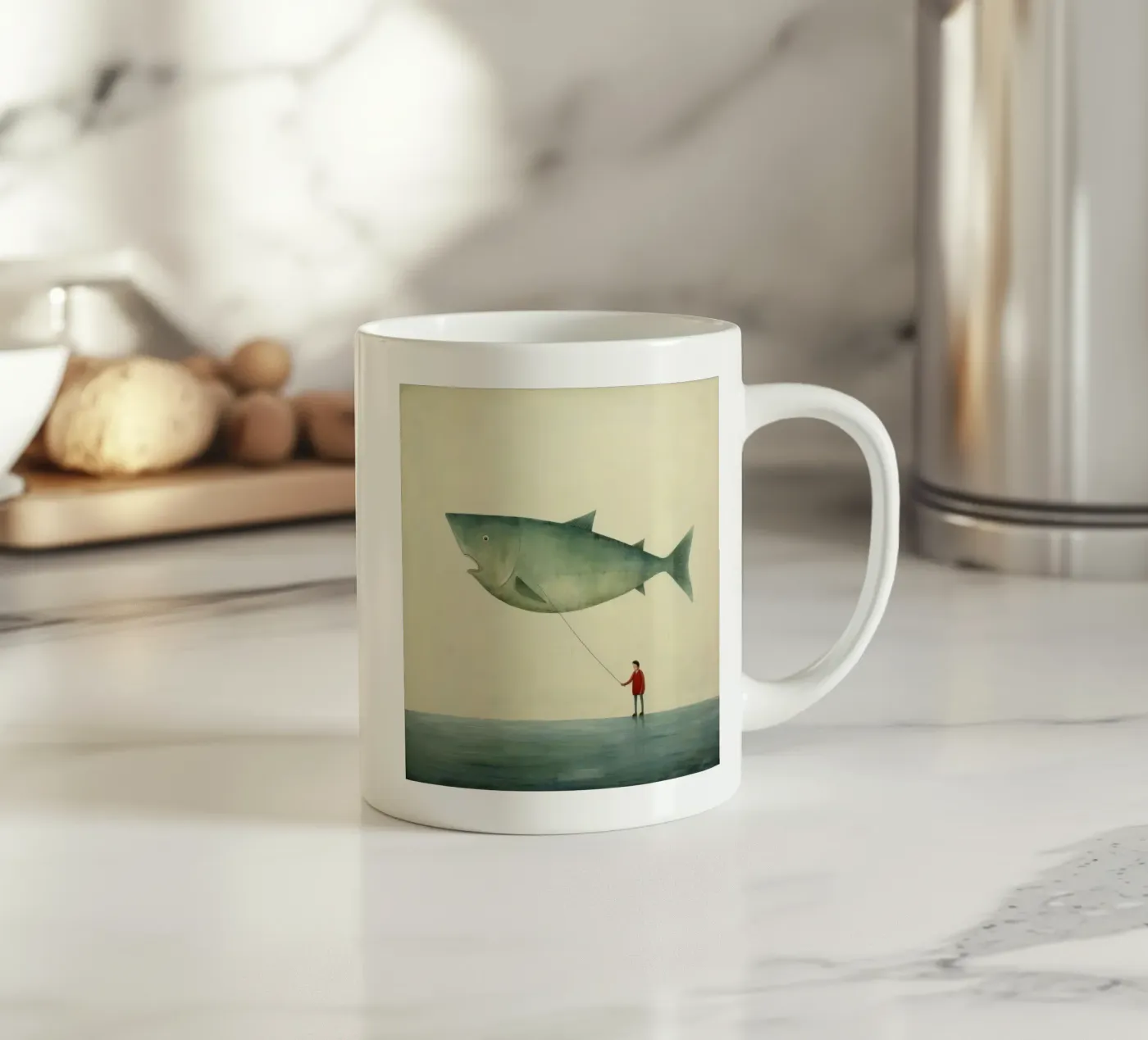 Minimaal Halibut keramische mok van Minimal Animal Art