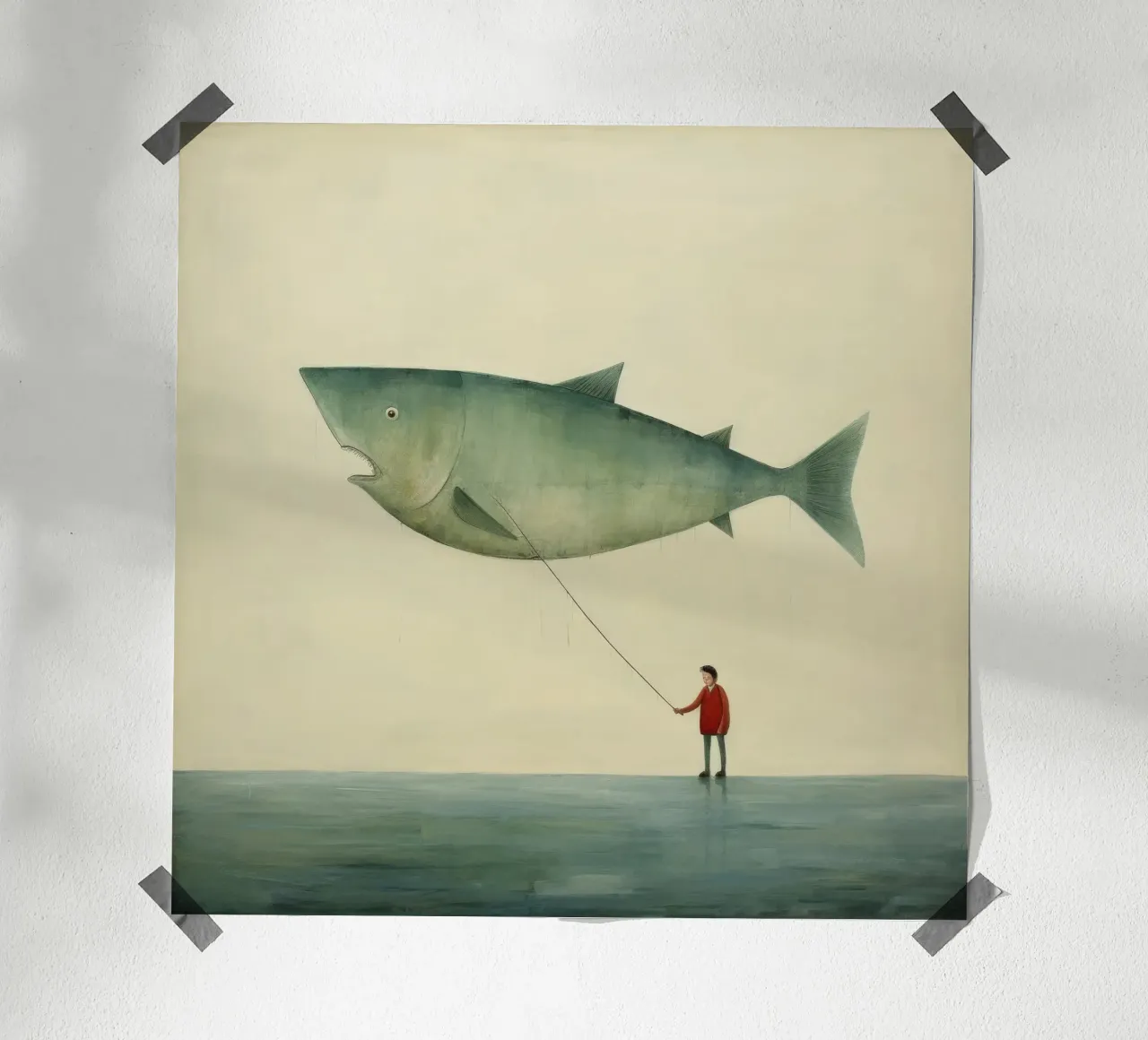 Minimum Halibut poster van Minimal Animal Art
