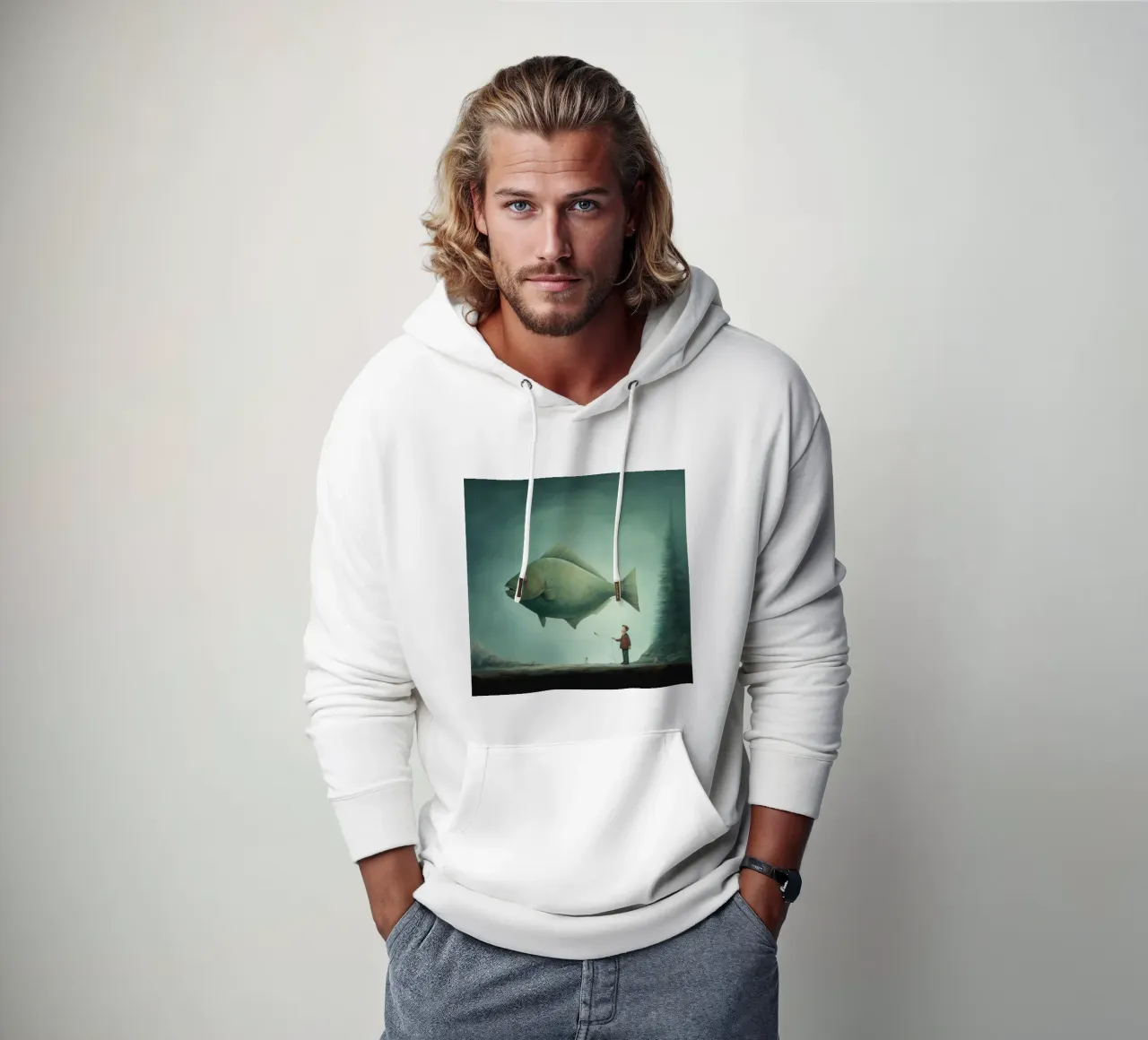 Halibut minimo 3 felpa con cappuccio da Minimal Animal Art