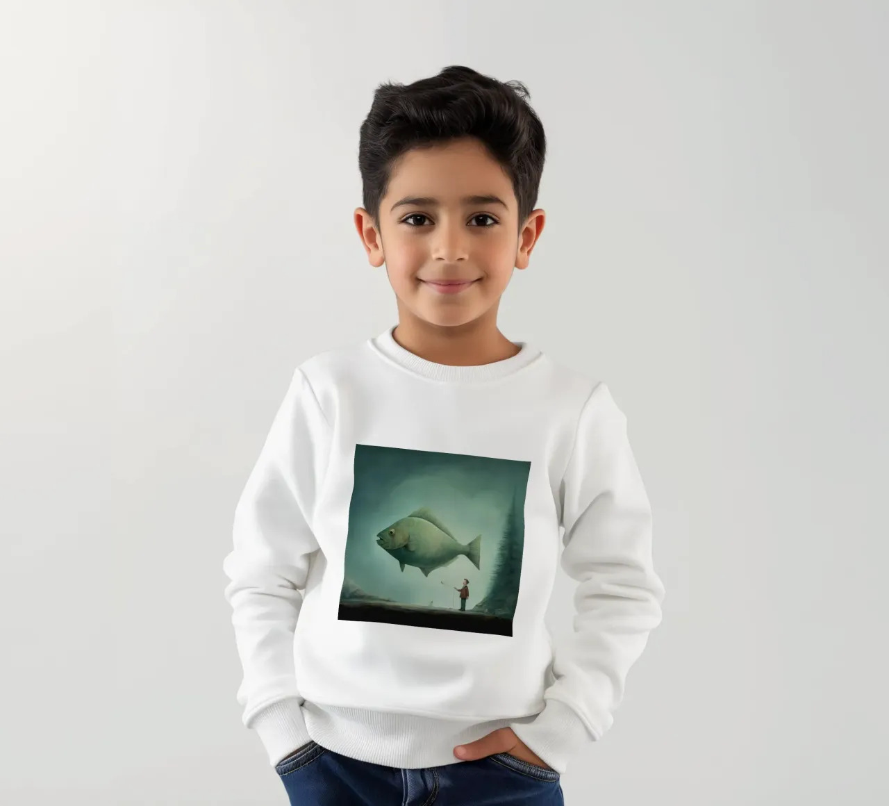 Halibut minimo 3 felpa bambino da Minimal Animal Art