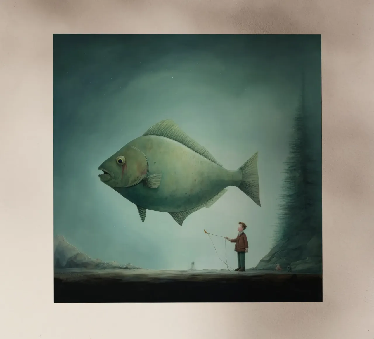 Halibut minimo 3 pellicola backlit da Minimal Animal Art
