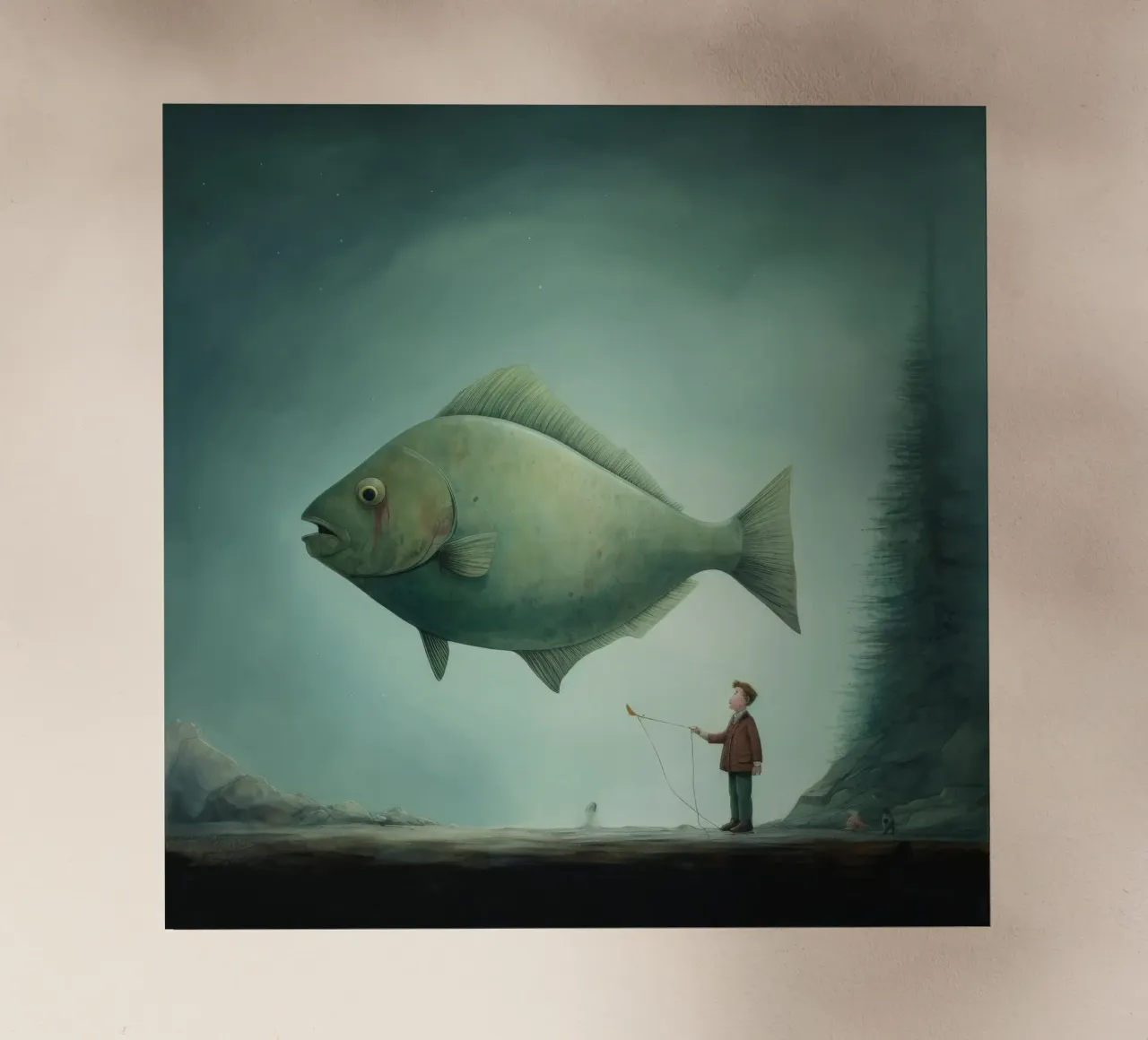 Minimum Halibut pellicola backlit da Minimal Animal Art