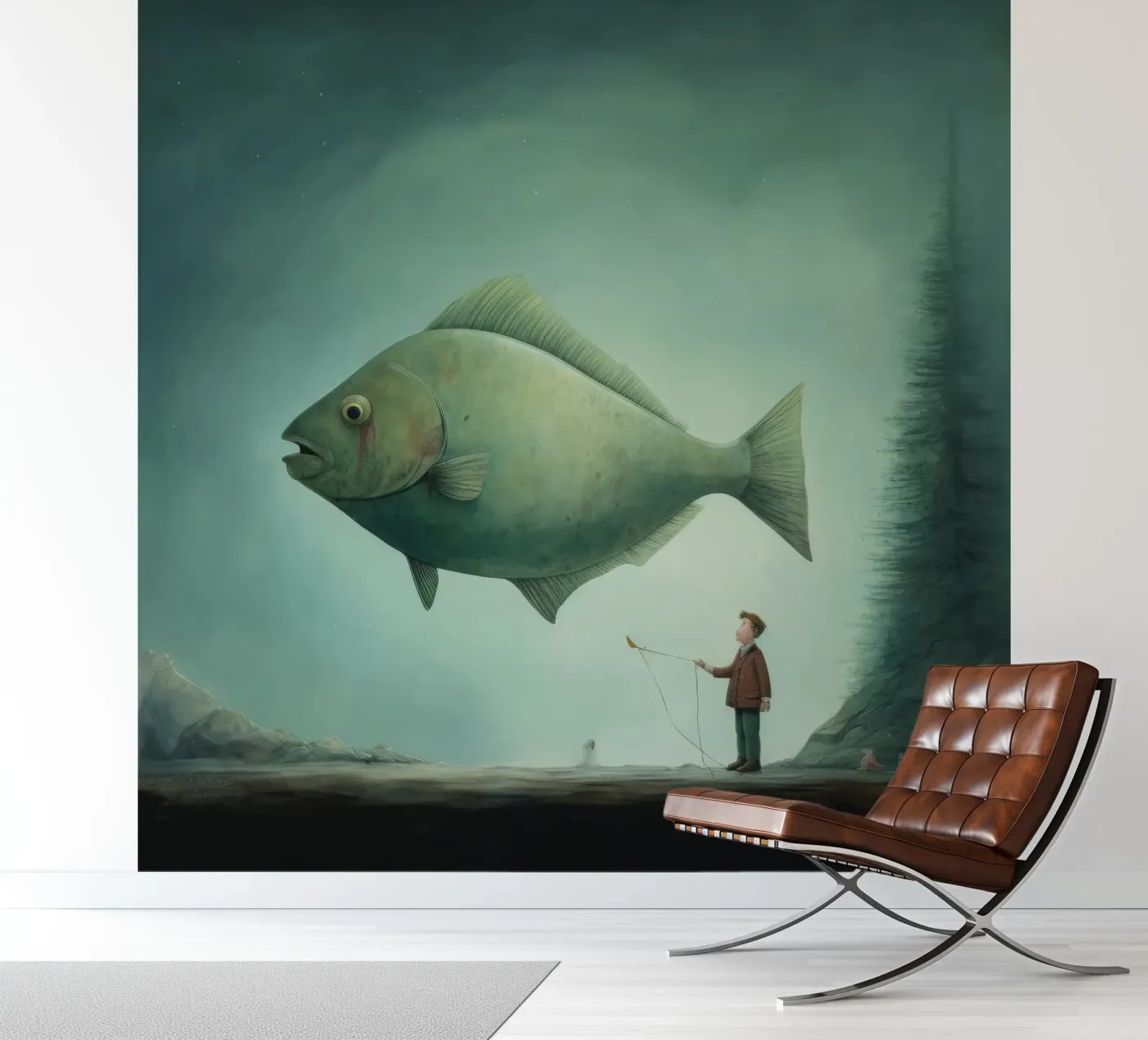 Halibut minimo carta da parati fotografica da Minimal Animal Art