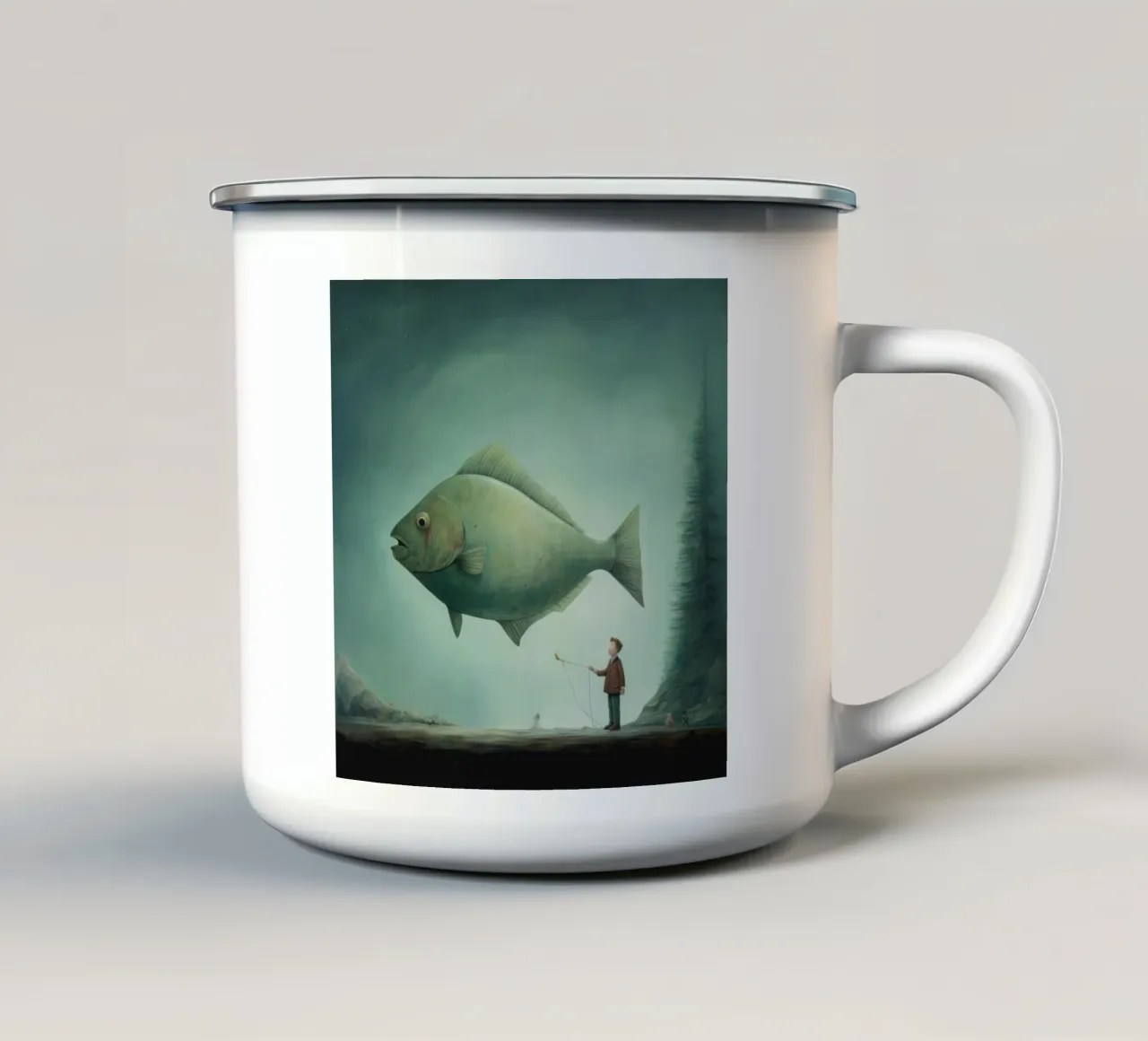 Halibut minimo 3 tazza in smalto da Minimal Animal Art