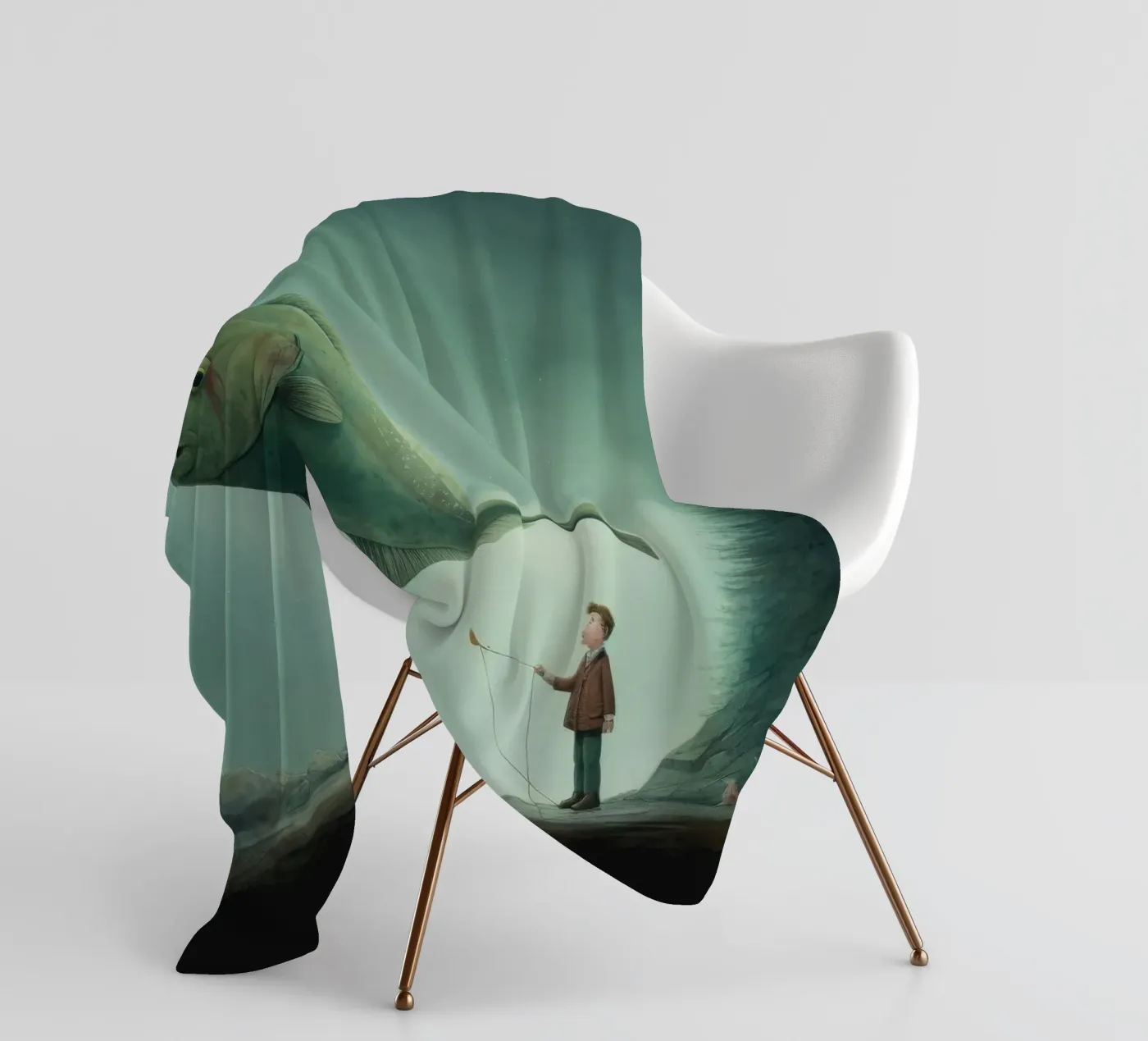 Minimum Halibut Fleecedecke von Minimal Animal Art