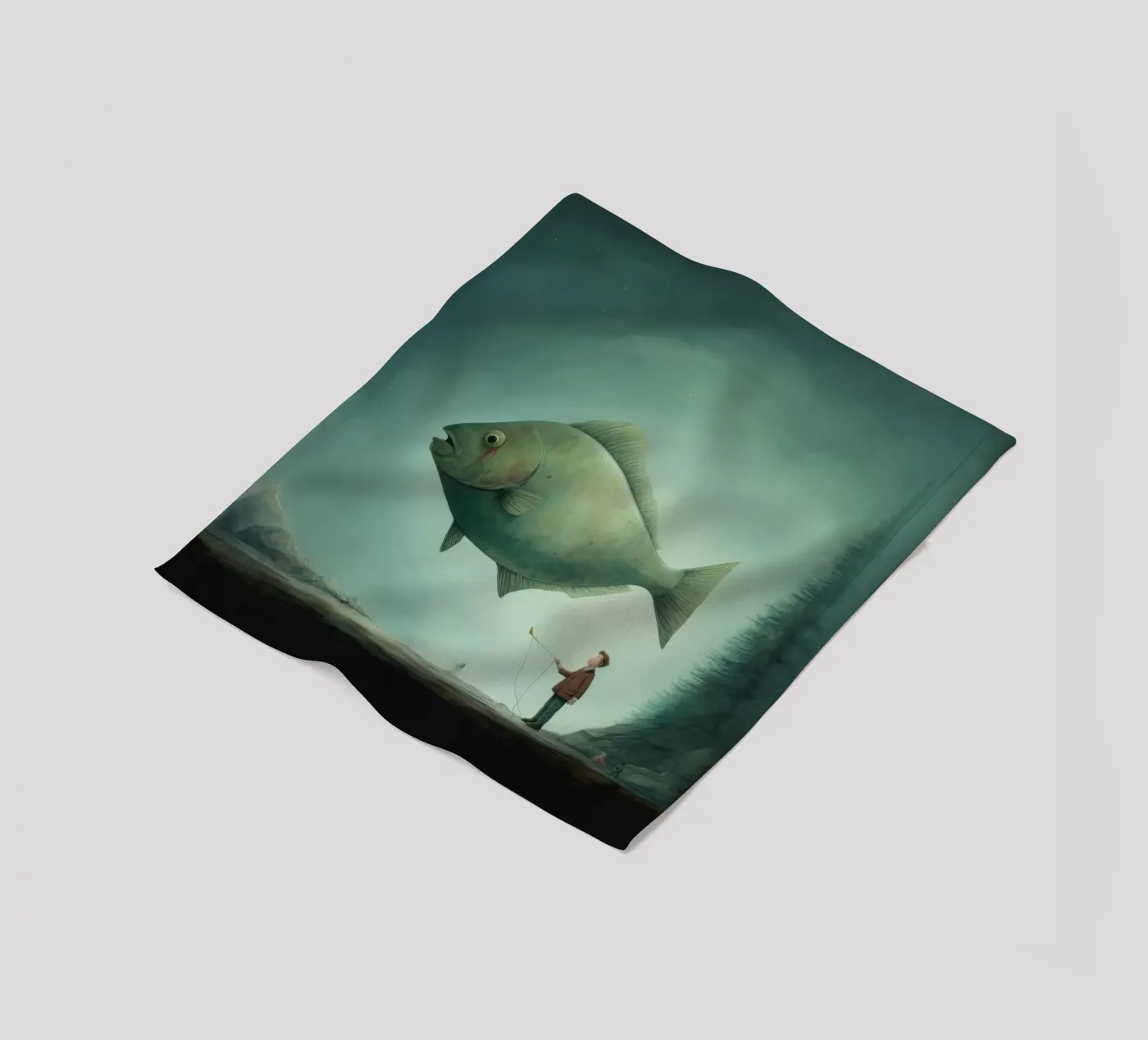 Minimum Halibut Fleecedecke von Minimal Animal Art