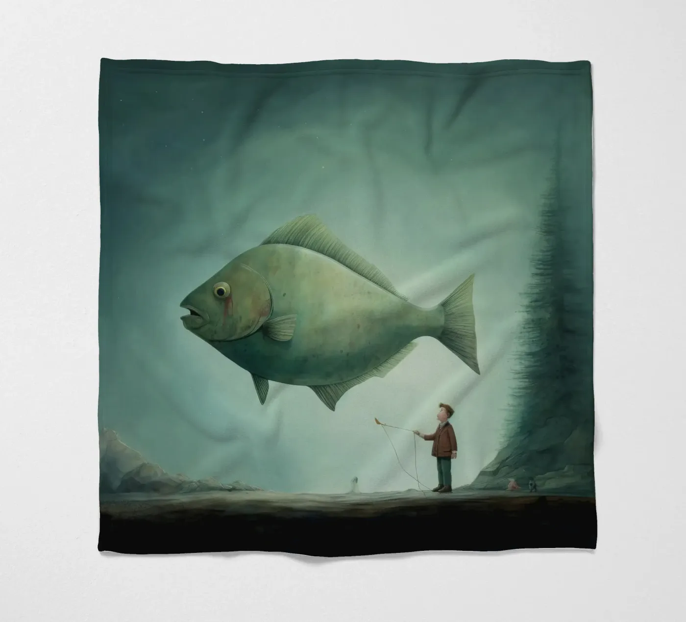 Minimum Halibut Fleecedecke von Minimal Animal Art