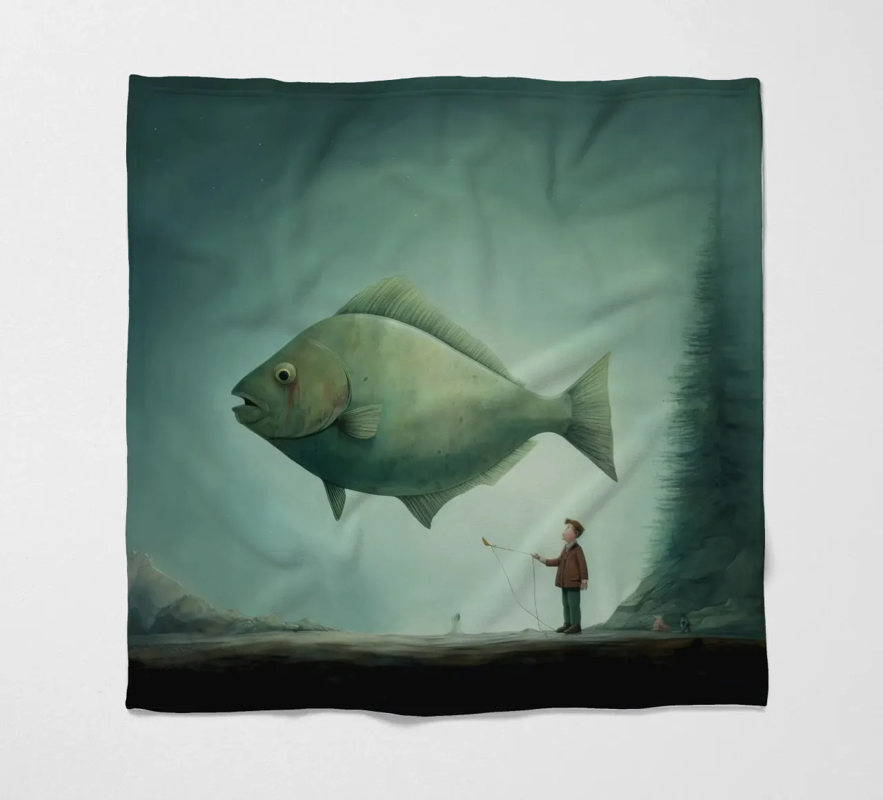 Minimum Halibut Fleecedecke von Minimal Animal Art