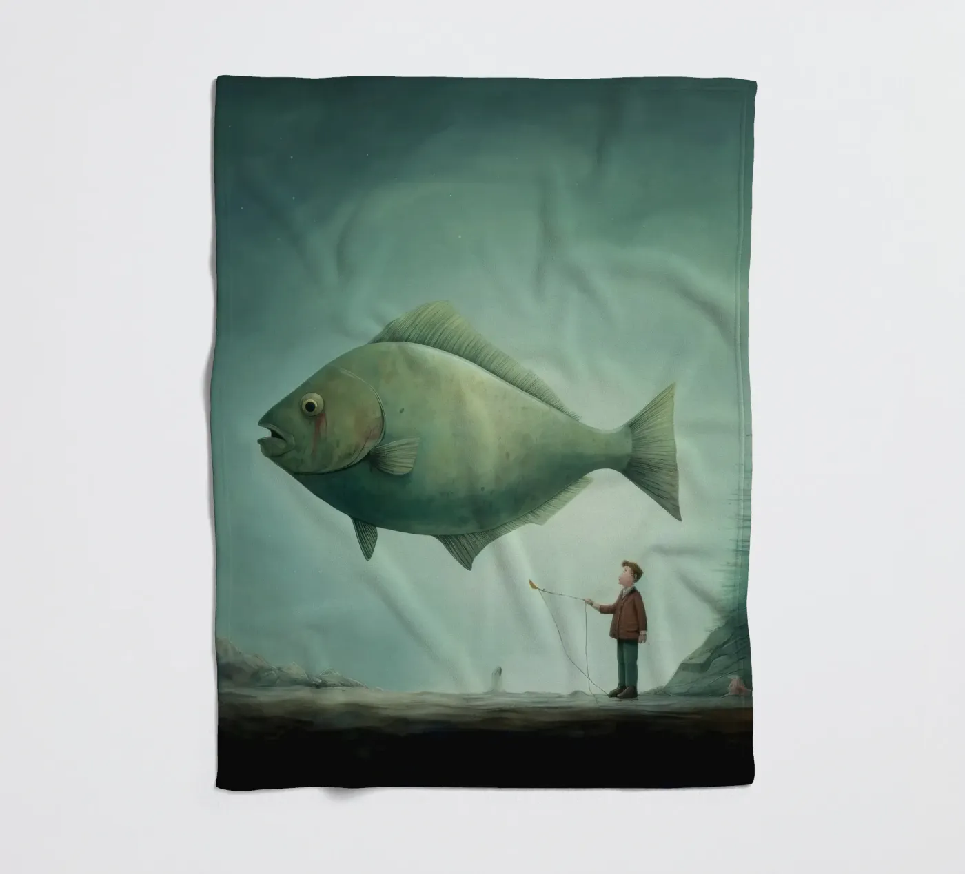 Minimum Halibut Fleecedecke von Minimal Animal Art