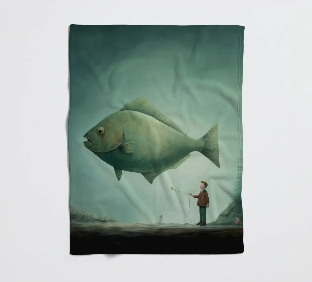 Minimum Halibut Fleecedecke von Minimal Animal Art