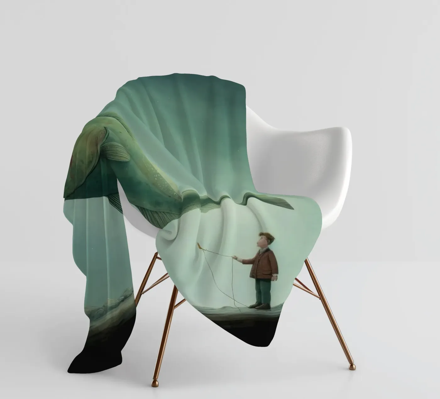 Minimum Halibut Fleecedecke von Minimal Animal Art